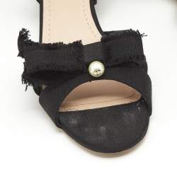 Dior Black Canvas Pear  Embellished Ankle Strap Sandals Size 41