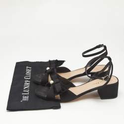 Dior Black Canvas Pear  Embellished Ankle Strap Sandals Size 41