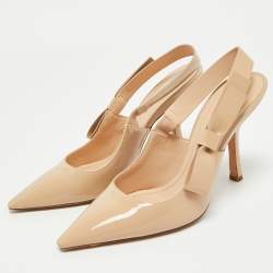 Dior Beige Patent Leather J'Adior Slingback Pumps Size 39