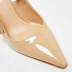 Dior Beige Patent Leather J'Adior Slingback Pumps Size 39