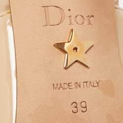 Dior Beige Patent Leather J'Adior Slingback Pumps Size 39