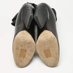 Dior Black Leather Ankle Tie Up Mules Size 37.5