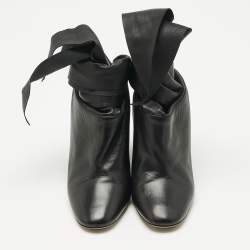 Dior Black Leather Ankle Tie Up Mules Size 37.5