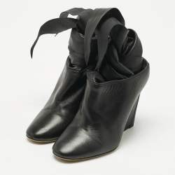 Dior Black Leather Ankle Tie Up Mules Size 37.5
