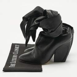 Dior Black Leather Ankle Tie Up Mules Size 37.5