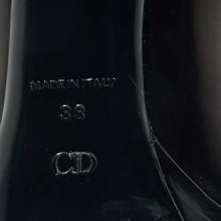 Dior Navy Blue Leather Logo Plaque Peep Toe Pumps Size 38
