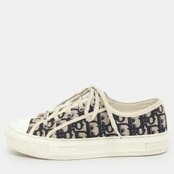 Dior Beige/Deep Blue Oblique Canvas Walk'n'Dior Low Top Sneakers Size 37.5