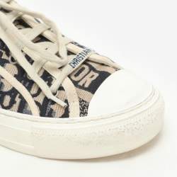 Dior Beige/Deep Blue Oblique Canvas Walk'n'Dior Low Top Sneakers Size 37.5