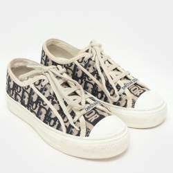 Dior Beige/Deep Blue Oblique Canvas Walk'n'Dior Low Top Sneakers Size 37.5