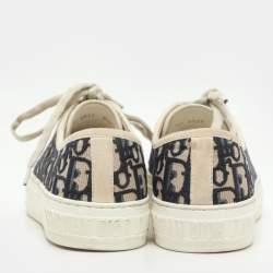 Dior Beige/Deep Blue Oblique Canvas Walk'n'Dior Low Top Sneakers Size 37.5