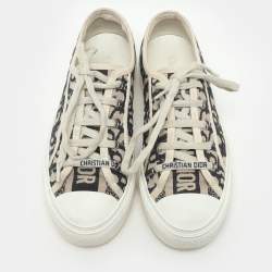 Dior Beige/Deep Blue Oblique Canvas Walk'n'Dior Low Top Sneakers Size 37.5