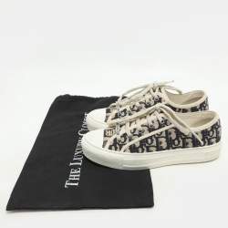 Dior Beige/Deep Blue Oblique Canvas Walk'n'Dior Low Top Sneakers Size 37.5
