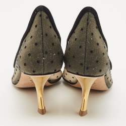 Dior Black Mesh and Suede Polka Dot D-Moi Pointed Toe Pumps Size 40