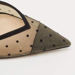 Dior Black Mesh and Suede Polka Dot D-Moi Pointed Toe Pumps Size 40