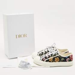 Dior Black Floral Embroidered Canvas Walk'n'Dior Sneakers Size 41