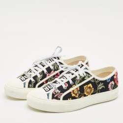 Dior Black Floral Embroidered Canvas Walk'n'Dior Sneakers Size 41