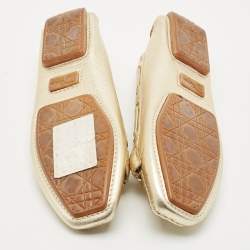 Dior Gold Leather 'CD' Logo Ballet Flats Size 38