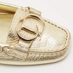 Dior Gold Leather 'CD' Logo Ballet Flats Size 38