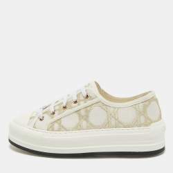 Dior Off White/Gold Macro Cannage Canvas Walk'n'Dior Sneakers Size 39.5