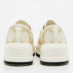 Dior Off White/Gold Macro Cannage Canvas Walk'n'Dior Sneakers Size 39.5