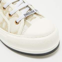 Dior Off White/Gold Macro Cannage Canvas Walk'n'Dior Sneakers Size 39.5