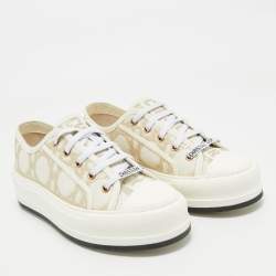 Dior Off White/Gold Macro Cannage Canvas Walk'n'Dior Sneakers Size 39.5