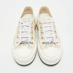 Dior Off White/Gold Macro Cannage Canvas Walk'n'Dior Sneakers Size 39.5