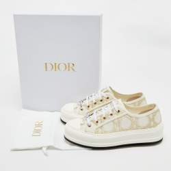 Dior Off White/Gold Macro Cannage Canvas Walk'n'Dior Sneakers Size 39.5