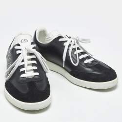 Pre Owned Dior Black Leather And Suede D Bee Low Top Sneakers Size 37