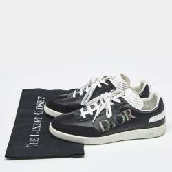 Pre Owned Dior Black Leather And Suede D Bee Low Top Sneakers Size 37