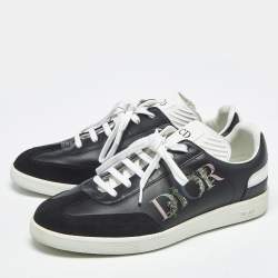 Pre Owned Dior Black Leather And Suede D Bee Low Top Sneakers Size 37