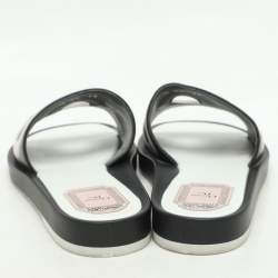 Dior Black/Light Pink Leather Marina Flat Slides Size 38