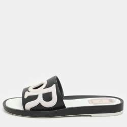 Dior Black/Light Pink Leather Marina Flat Slides Size 38