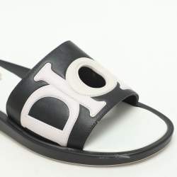 Dior Black/Light Pink Leather Marina Flat Slides Size 38