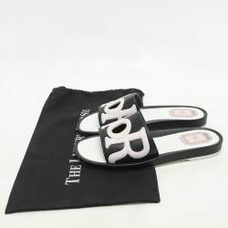 Dior Black/Light Pink Leather Marina Flat Slides Size 38
