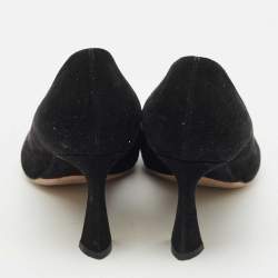 Dior Black/White Suede Houndstooth Buckle Pointed Toe Pumps Size 37.5