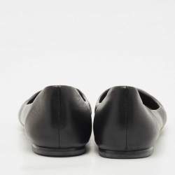 Dior Black Leather Metal Cap Pointed Toe Ballet Flats Size 38