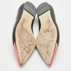 Dior Black Leather Metal Cap Pointed Toe Ballet Flats Size 38