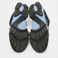 Pre Owned Dior Blue Fabric Embellished Fusion Sneakers Size 38