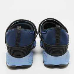 Pre Owned Dior Blue Fabric Embellished Fusion Sneakers Size 38