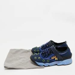 Pre Owned Dior Blue Fabric Embellished Fusion Sneakers Size 38