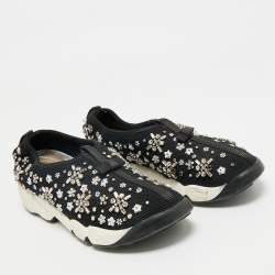 Dior Black Mesh Crystal Embellished Fusion Sneakers Size 36.5