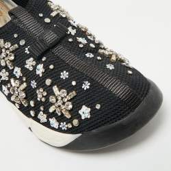 Dior Black Mesh Crystal Embellished Fusion Sneakers Size 36.5