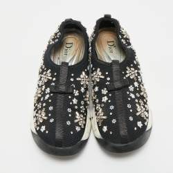 Dior Black Mesh Crystal Embellished Fusion Sneakers Size 36.5