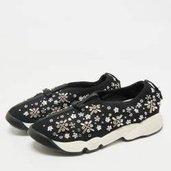 Dior Black Mesh Crystal Embellished Fusion Sneakers Size 36.5