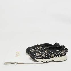 Dior Black Mesh Crystal Embellished Fusion Sneakers Size 36.5