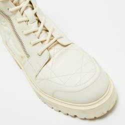 Dior Cream Leather Quilted Cannage D-unit Ankle Length Boots Size 41