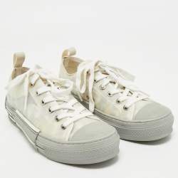 Pre Owned Dior Grey Oblique Mesh and Rubber B23 Sneakers Size 37