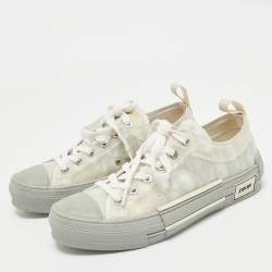 Pre Owned Dior Grey Oblique Mesh and Rubber B23 Sneakers Size 37