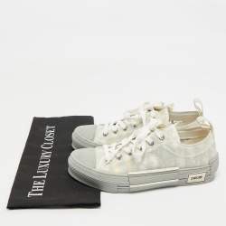 Pre Owned Dior Grey Oblique Mesh and Rubber B23 Sneakers Size 37